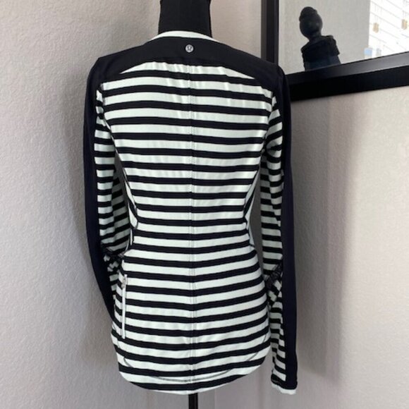 LULULEMON Run Reflect Black Sea Stripe Mint Long Sleeve - Picture 8 of 13